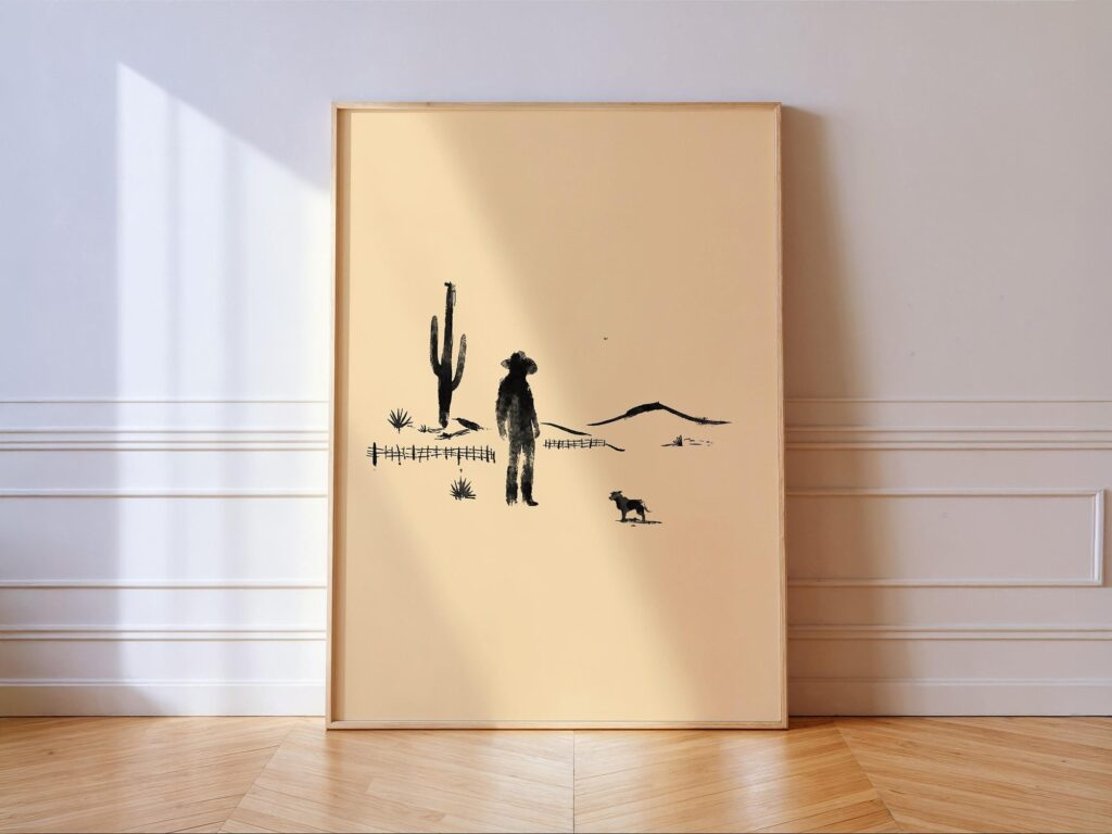 Minimal Western Desert Cowboy Print