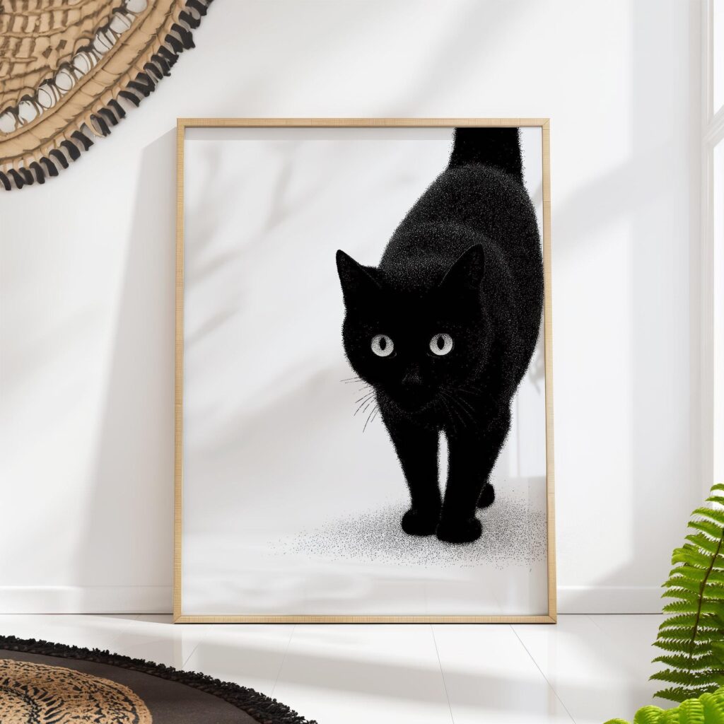 Minimalist Black Cat Art Print