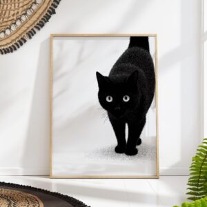 Minimalist Black Cat Art Print