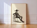 Minimalist Cowboy Sketch Art Print