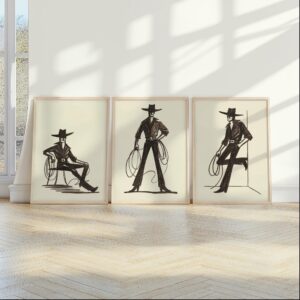 Minimalist Cowboy Wall Art Set of 3