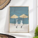 Minimalist Herons Beach Poster