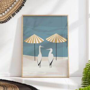 Minimalist Herons Beach Poster
