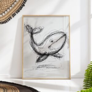 Minimalist Whale Sketch Print