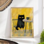 Moody Black Cat Print