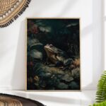 Moody Frog in Forest Oil Painting Print