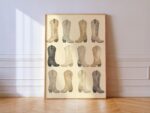 Neutral Cowgirl Cowboy Boots Print