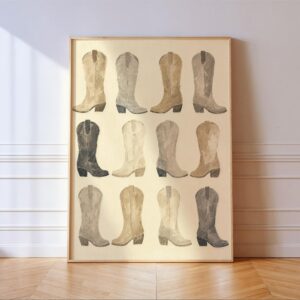 Neutral Cowgirl Cowboy Boots Print