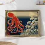Octopus Red Navy Wall Art