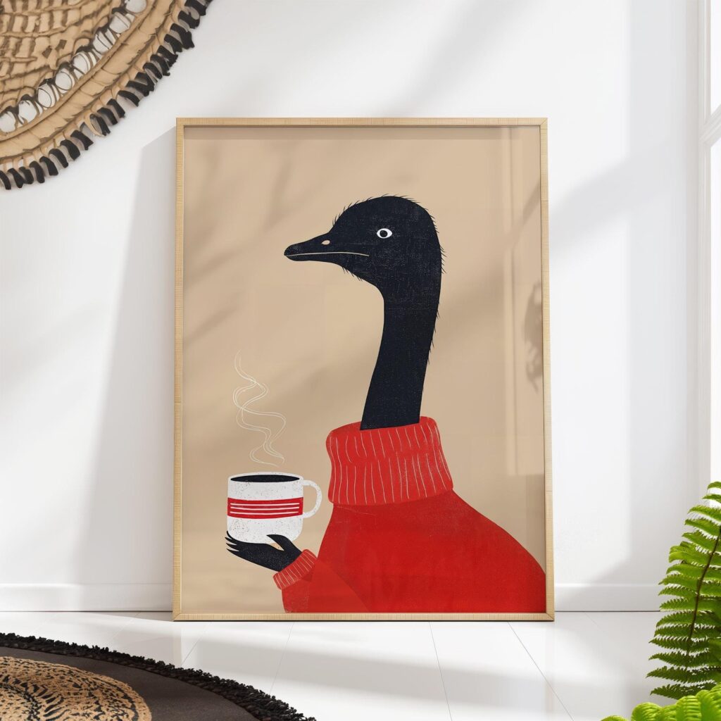 Ostrich Coffee Print