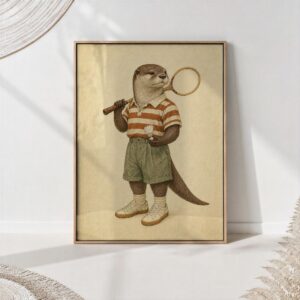 Otter Playing Badminton Print