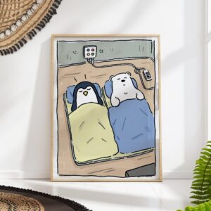 Penguin and Bear Nursery Print