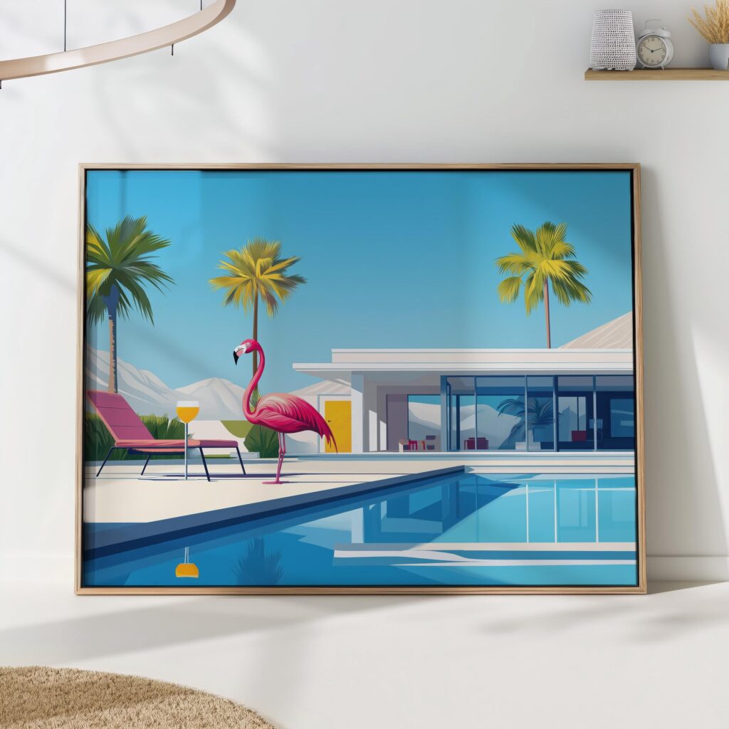 Pink Flamingo Pool art print