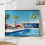 Pink Flamingo Pool art print