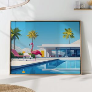 Pink Flamingo Pool art print