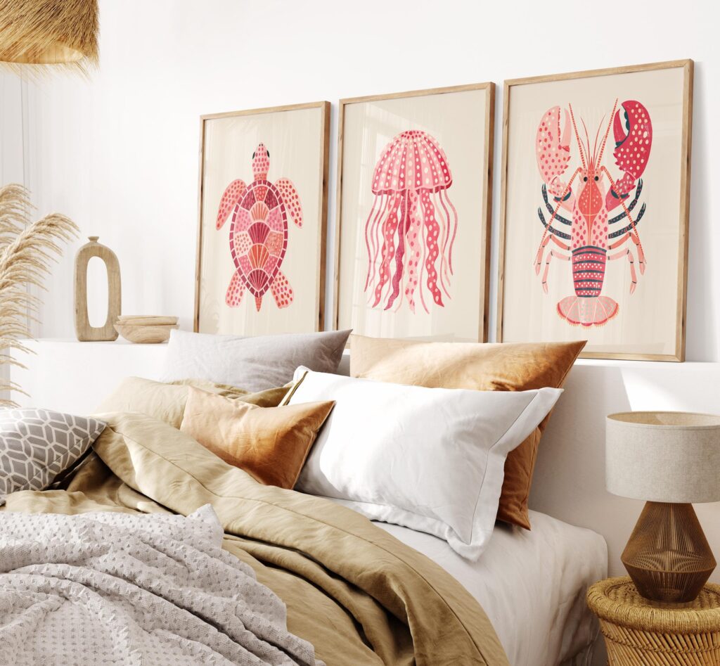 Pink Sea Creatures Print Set Pink Sea Creatures Print Set