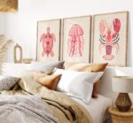 Pink Sea Creatures Print Set