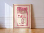 Pink Yall Cowgirl Boot Matchbox Art Print