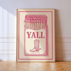Pink Yall Cowgirl Boot Matchbox Art Print