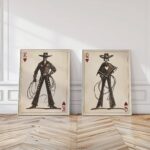 Playing Card Western Art Prints Set of 2