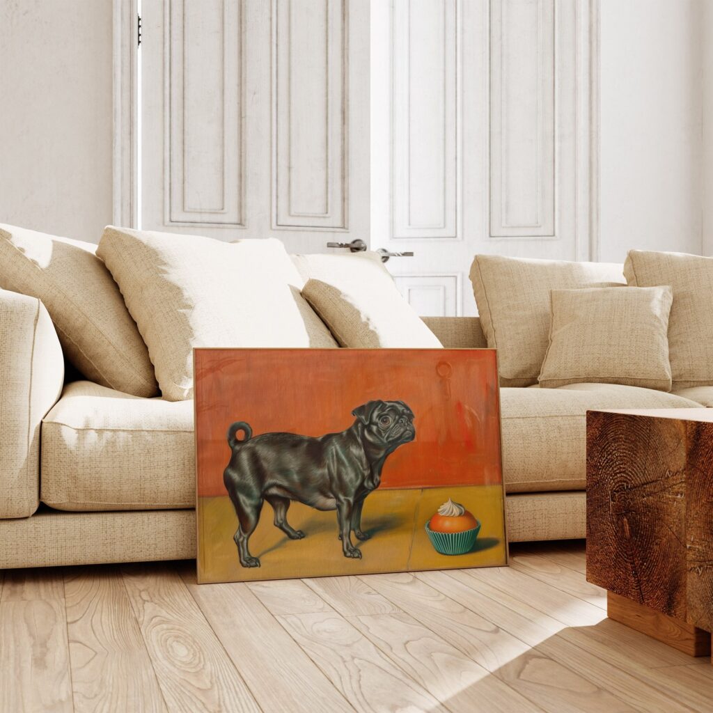 Pug and Cupcake Art Print