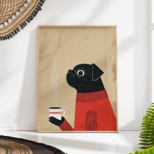 Pug Dog Coffee Art Print