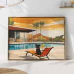 Pug Poolside Art Print