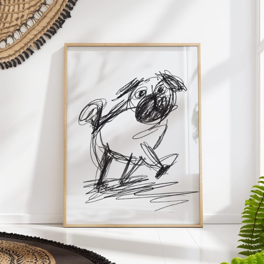 Pug Sketch Art Print