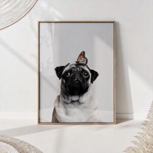 Pug with Monarch Print
