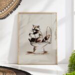 Raccoon Bathroom Art Print