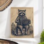 Raccoon Playing an Accordion in the Desert Print