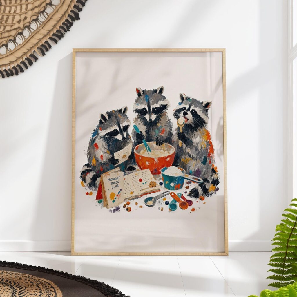 Raccoons Baking Print Raccoons Baking Print