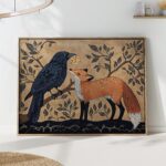 Raven and Fox Whimsical Woodland Print