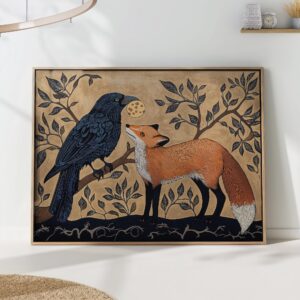 Raven and Fox Whimsical Woodland Print