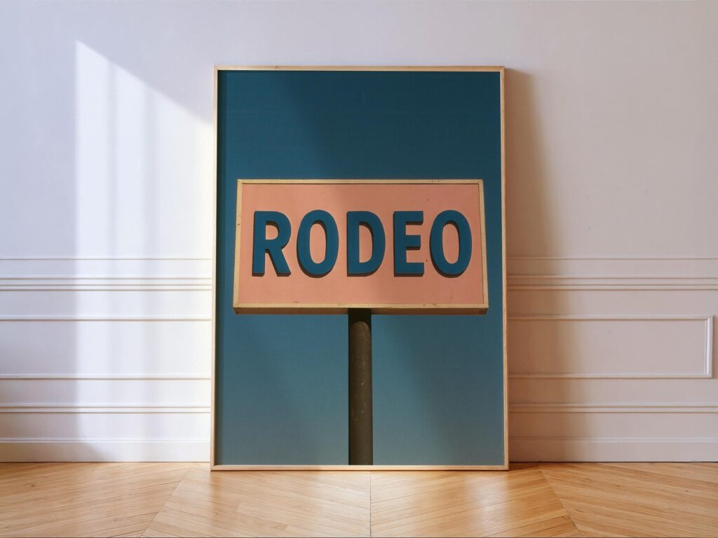 Retro Rodeo Sign Poster: Vintage Western Wall Art Retro Rodeo Sign Poster