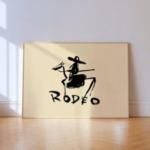 Rodeo Horse Rider Black Ink Wall Art