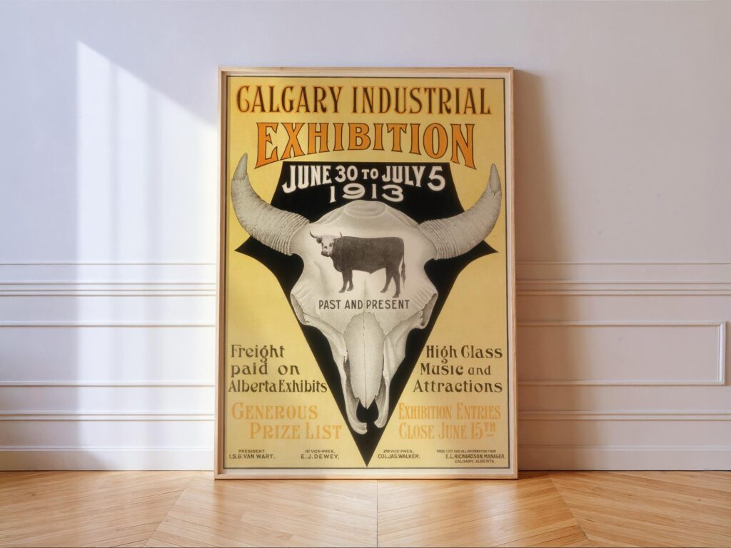 Rodeo Poster Vintage Exhibition Print Stampede Calgary Original 1913 Rodeo Vintage Exhibition Poster