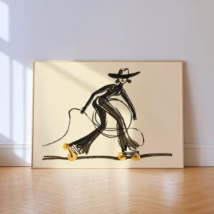 Roller Skating Cowgirl Print