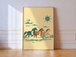 Running Wild Horses and Sun Print
