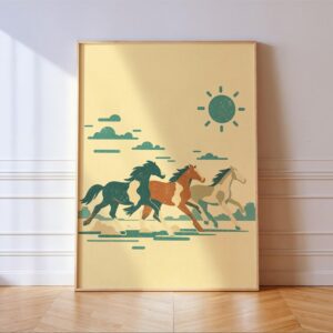 Running Wild Horses and Sun Print