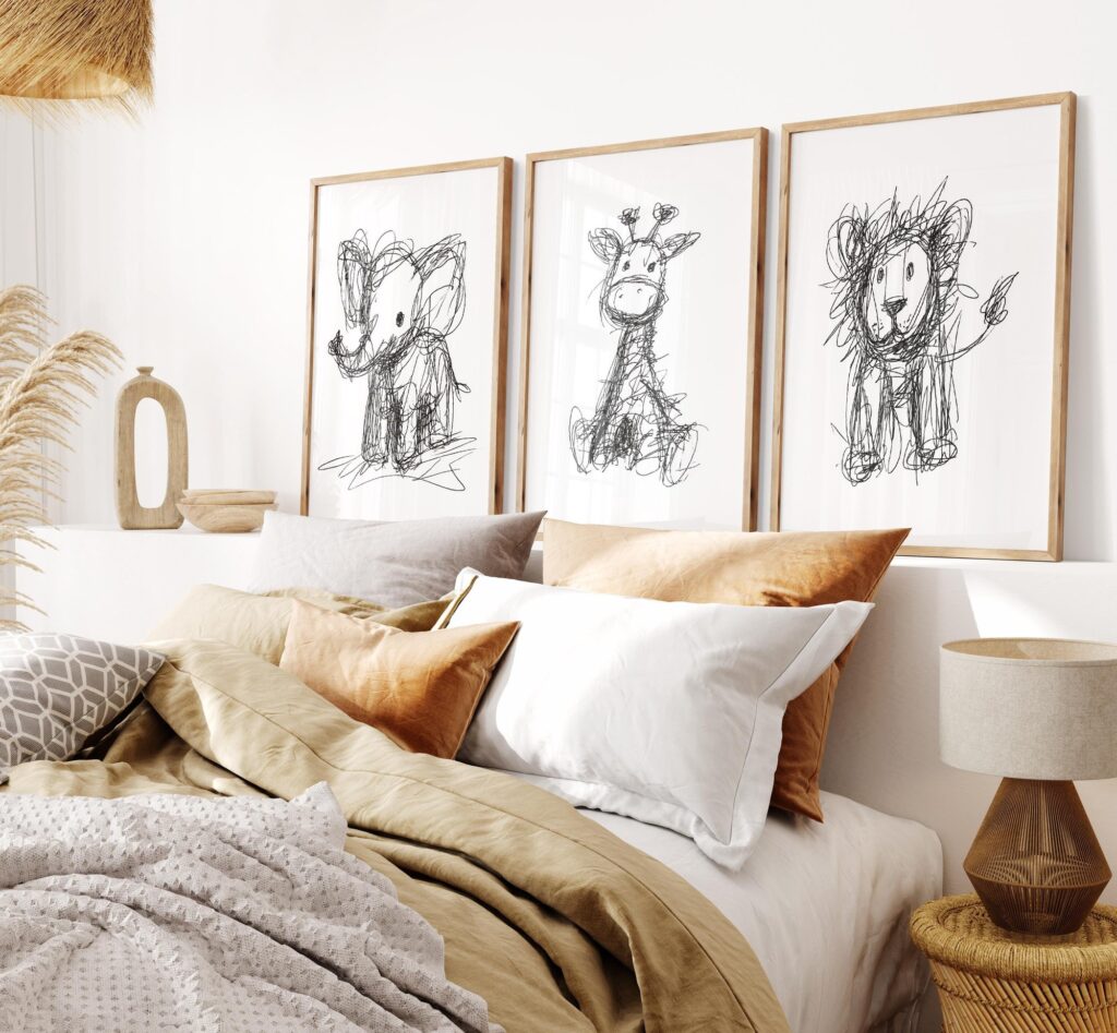 Safari Sketch Set of 3 Wall Art Prints Safari Sketch Set of 3 Wall Art Prints