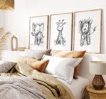 Safari Sketch Set of 3 Wall Art Prints