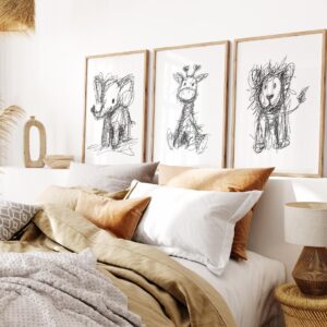 Safari Sketch Set of 3 Wall Art Prints