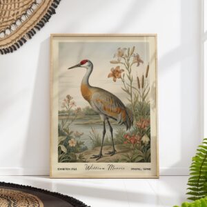 Sandhill Crane William Morris Art Print