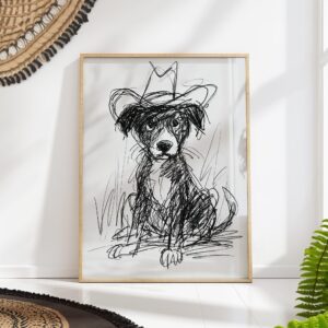 Scribble Cowboy Dog Print