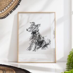 Scribble Dog Minimal Line Print
