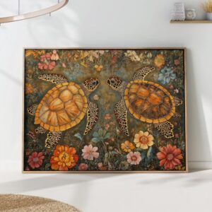Sea Turtle Botanical Wall Art