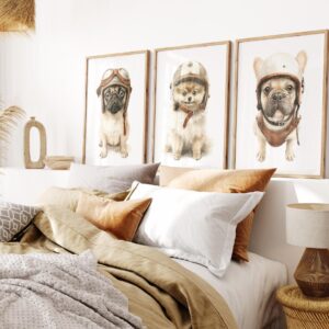 Set Of 3 Dog Aviator Art Prints