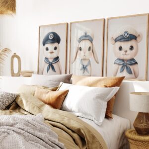 Set of 3 Nautical Animal Nursery Prints
