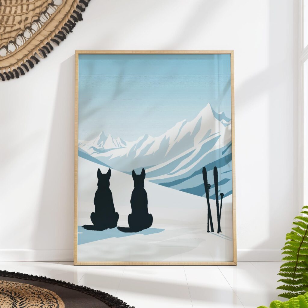Ski Dogs Winter Art Print Ski Dogs Winter Art Print